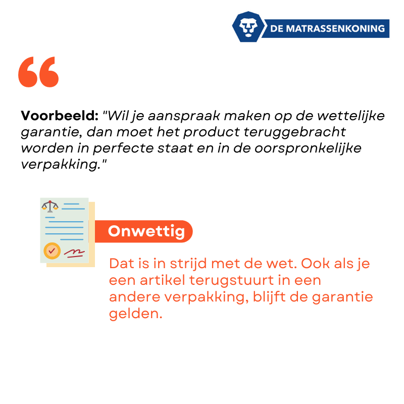 onwettige garantiebeperking bij De Matrassenkoning